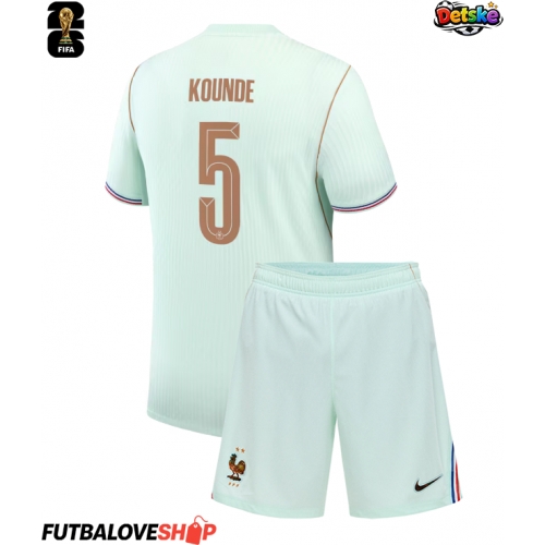 Dres Francúzsko Jules Kounde #5 Preč pre deti MS 2026 Krátky Rukáv (+ trenírky)